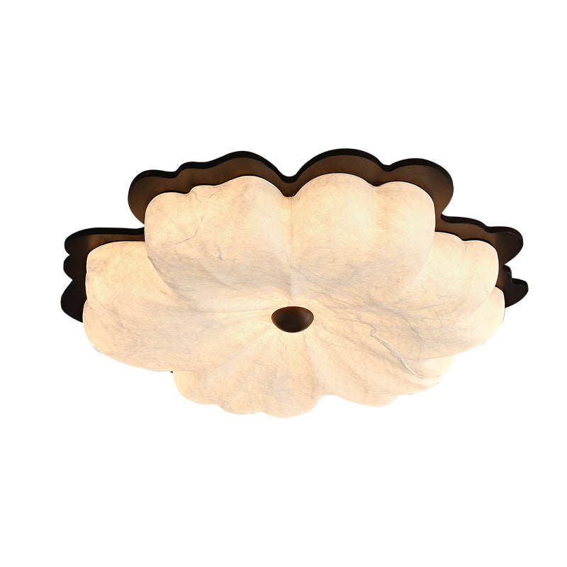 Modern Mulberry Silk Flower Ceiling Light in Walnut and White - 01 01-white-background-mulberry-silk-flower-ceiling-light