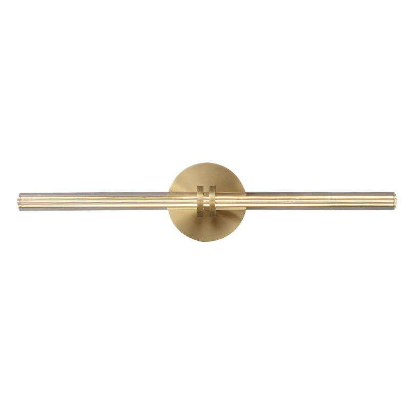 Modern Crystal Glass Linear Wall Sconce in Natural Brass - 01 01-white-background-natural-brass-crystal-glass-linear-wall-sconce
