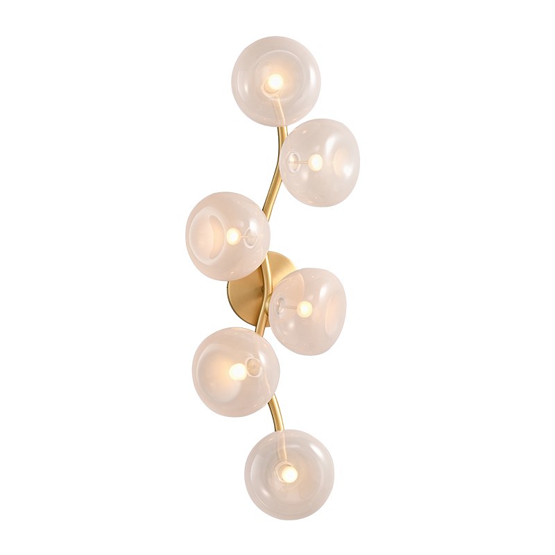 Modern Glass Globe Branch Wall Sconce in Natural Brass - 01 01-white-background-natural-brass-glass-globe-wall-sconce