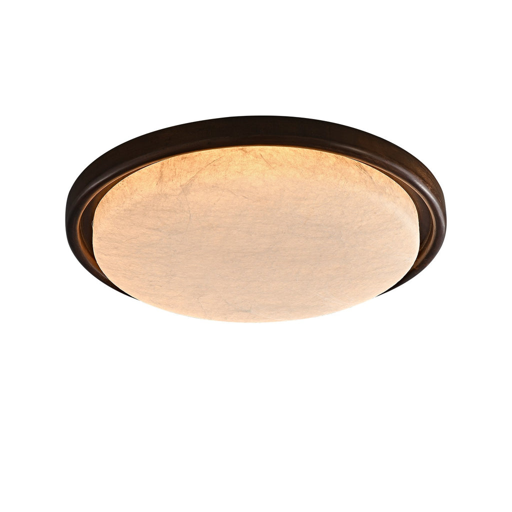 Modern Mulberry Silk Geometric Ceiling Light in Walnut and White - 01 01-white-background-round-mulberry-silk-ceiling-light