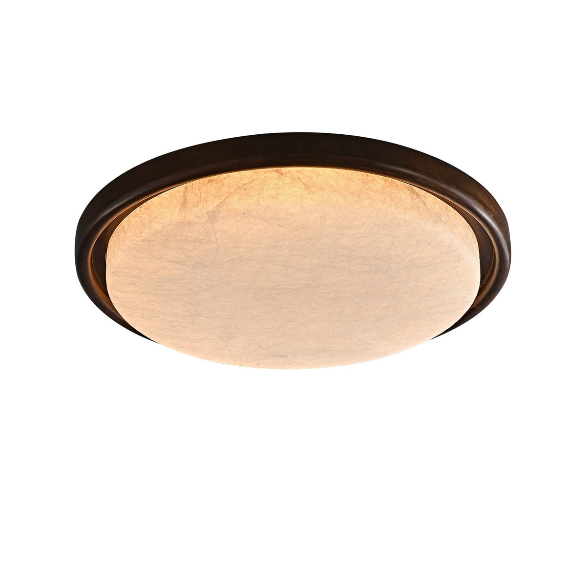 Modern Mulberry Silk Geometric Ceiling Light in Walnut and White - 01 01-white-background-round-mulberry-silk-ceiling-light