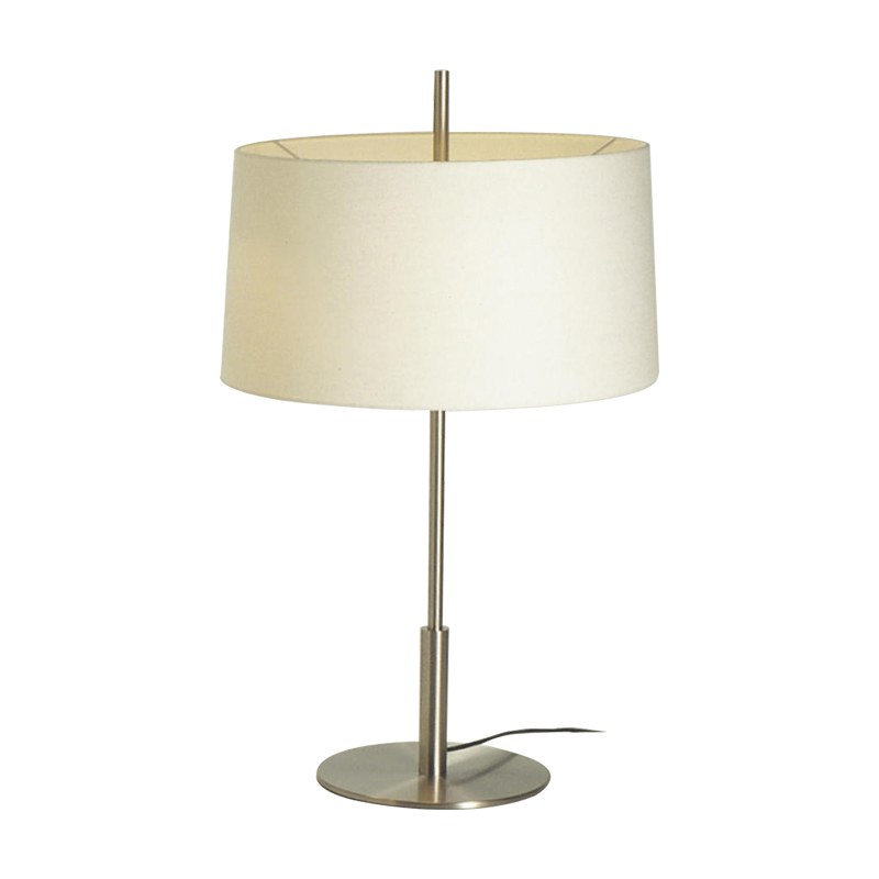 Modern Satin Nickel Off-White Fabric Lamp - 01 01-white-background-satin-nickel-off-white-table-lamp
