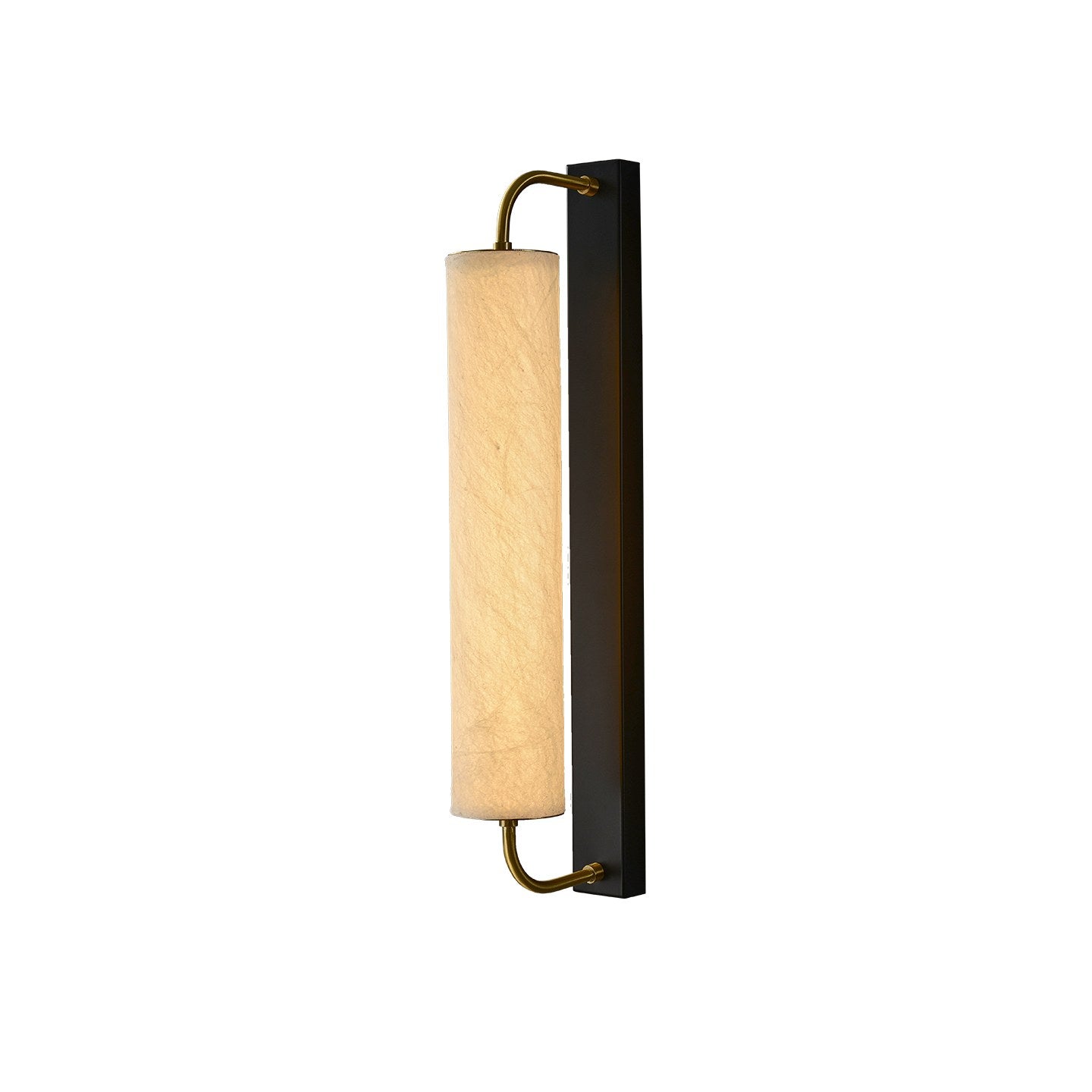 Modern Mulberry Silk Cylinder Wall Sconce in Brass or Black - 01 01-white-background-small-silk-cylinder-wall-sconce