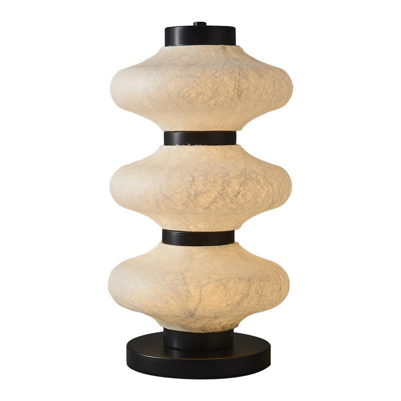Modern Mulberry Silk Stacked Table Lamp in Matte Black and White - 01 01-white-background-stacked-table-lamp