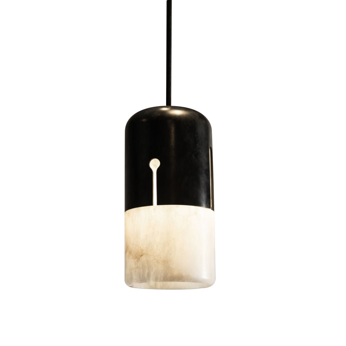 Modern Alabaster Cylinder Pendant Light in Matte Black - 01 01-white-background