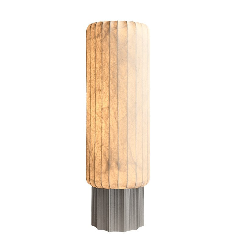Modern Mulberry Silk Cylinder Table and Floor Lamp in Pewter Gray - 01 01-white-background