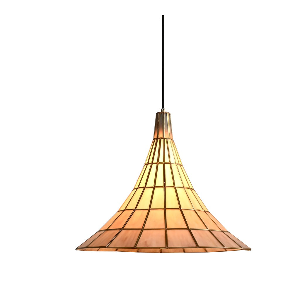 Modern Amber Shell Cone Pendant Light - 23 01-white-background-白底