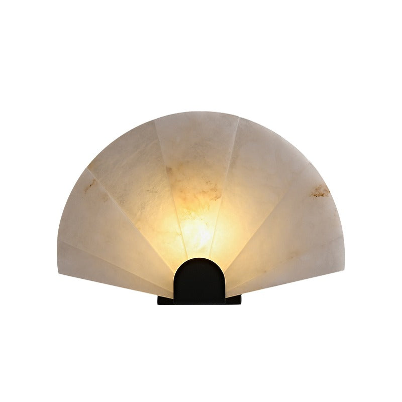 Modern Snowflake Alabaster Fan Wall Sconce in Matte Black - 01 01-white-background