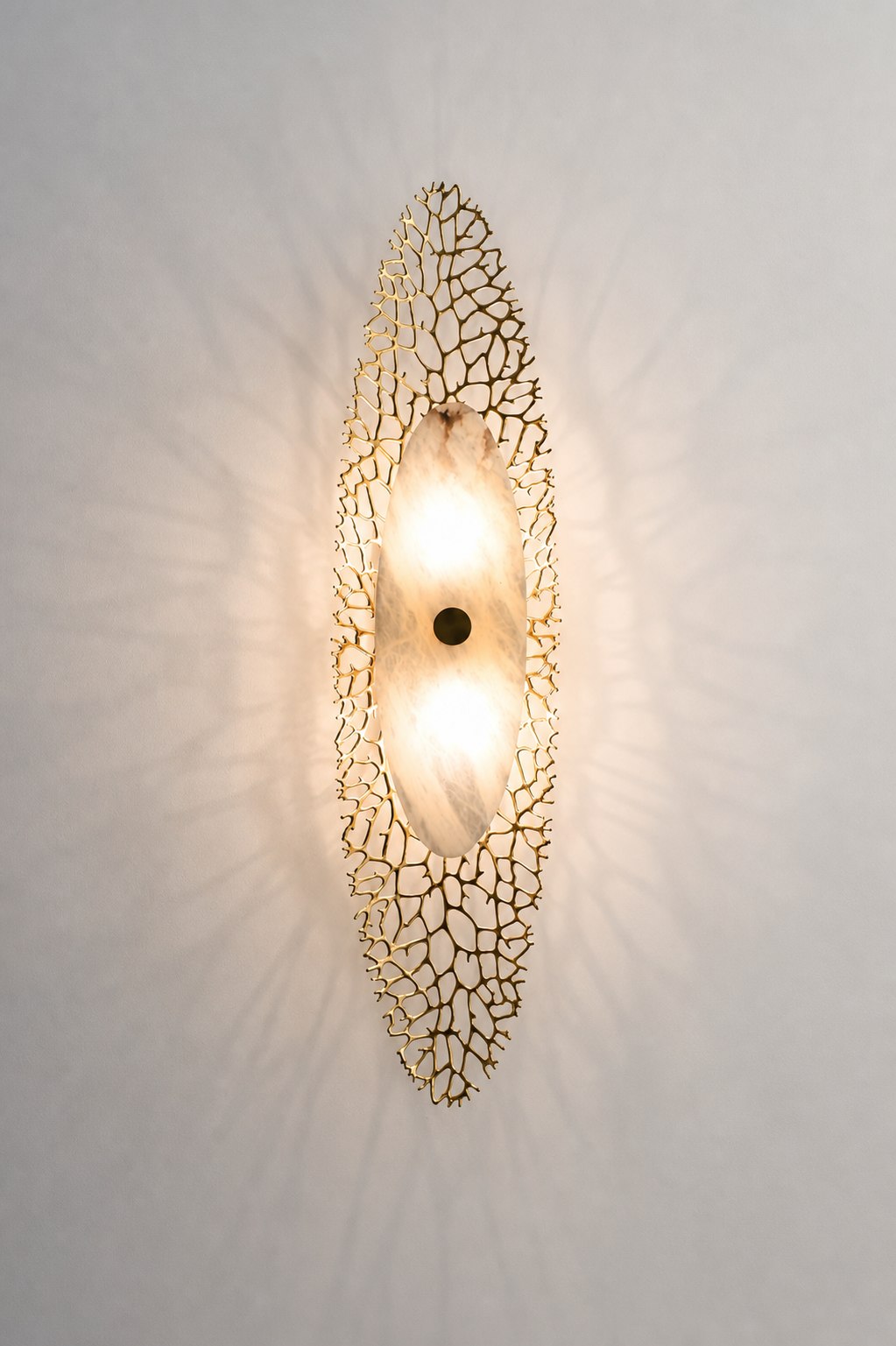 Modern Alabaster Coral Wall Sconce in Natural Brass - 01 01-white-background
