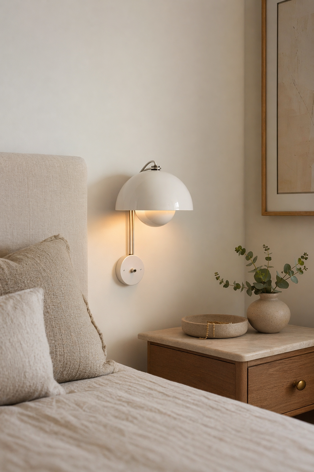 Modern Glossy Dome Wall Sconce - 02 02-bedroom-bedside-cream