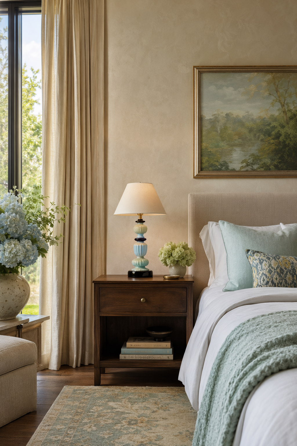 Colorful Ceramic Table Lamp bedroom nightstand wide