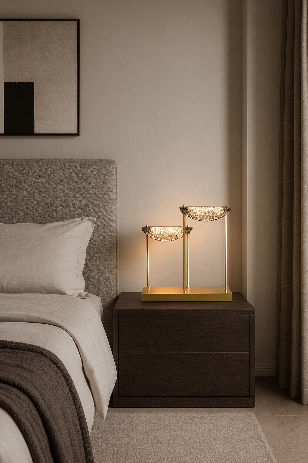Modern Smoked Glass Brass Table and Floor Lamp - 02 02-bedroom-nightstand-wide