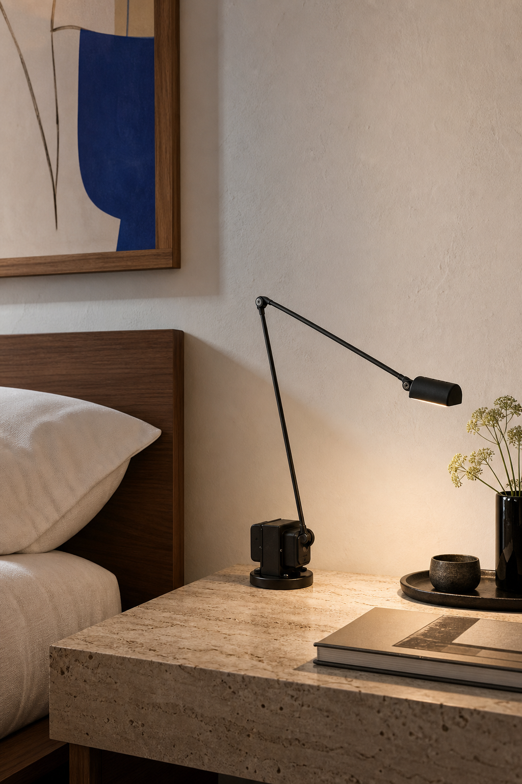 Daphine Adjustable LED Table Lamp black finish bedroom wide
