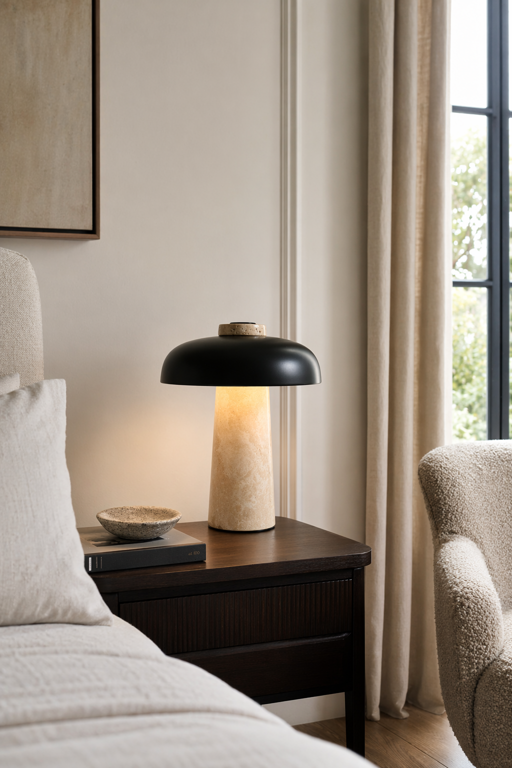 Modern Black Marble LED Table Lamp - 02 02-bedroom-wide
