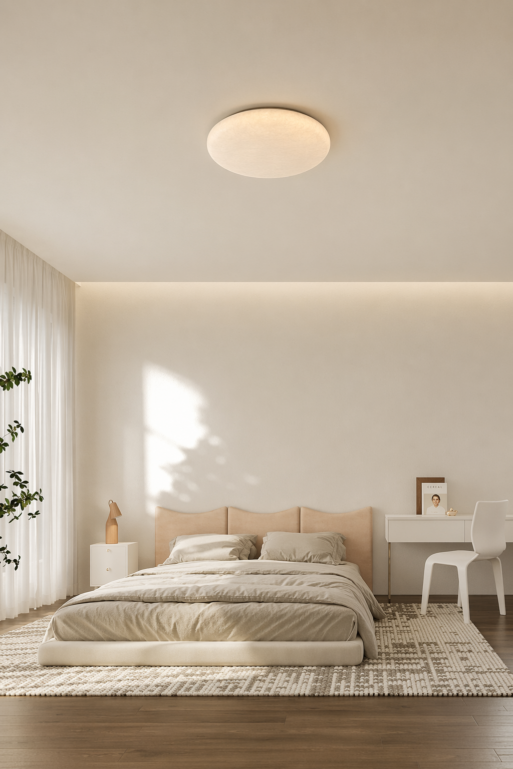 Modern Mulberry Silk Ceiling Light in White - product image 07