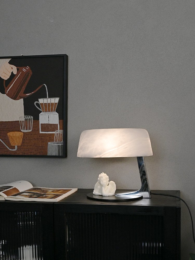 Modern Alabaster Table Lamp in Black and Chrome - 02 02-detail-alabaster-table-lamp-room-view