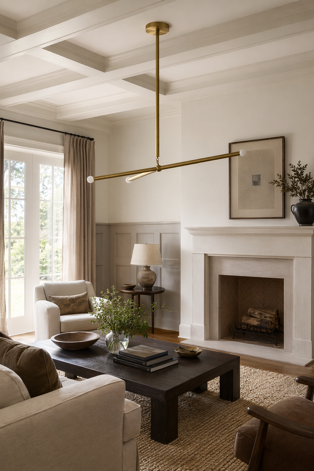 Modern Brass Branch Chandelier with Suede Accents - generated main 02 02-dining-or-living-wide