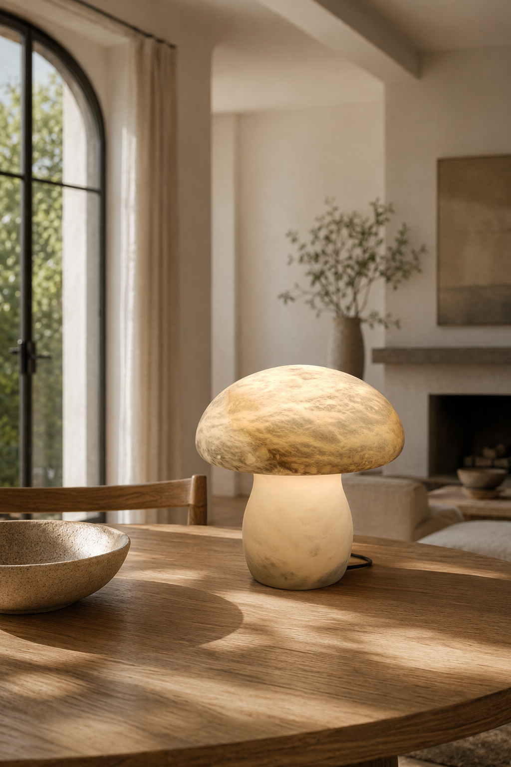 Modern Alabaster Mushroom Table Lamp - generated main 02 02-dining-or-living-wide