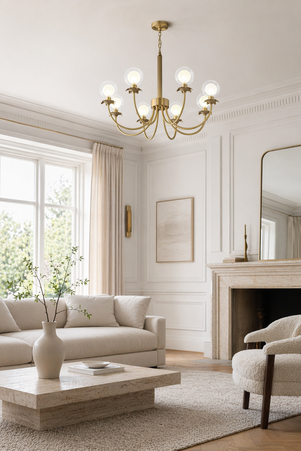 Modern Brass Glass Globe Chandelier - generated main 02 02-dining-or-living-wide