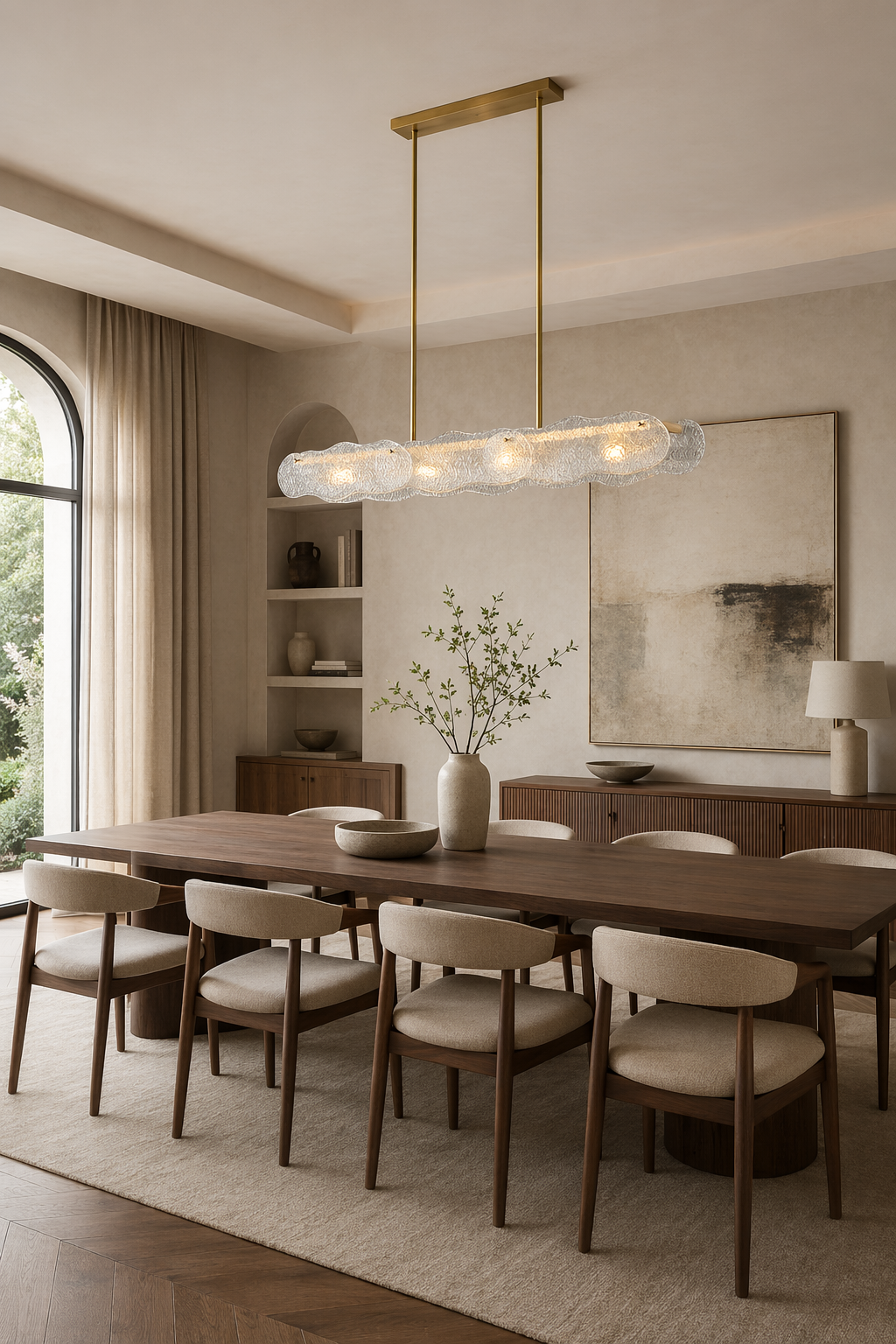 Modern Textured Glass Linear Island Chandelier - 02 02-dining-room-wide