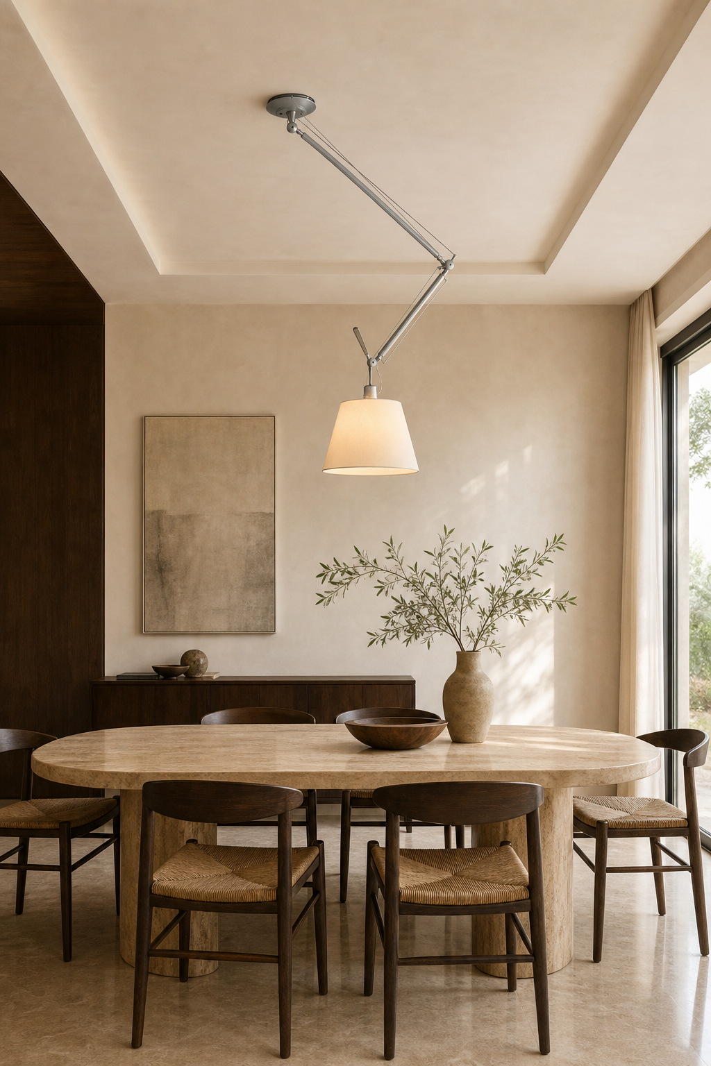 Bauhaus Adjustable Swing Arm Pendant Light dining room wide