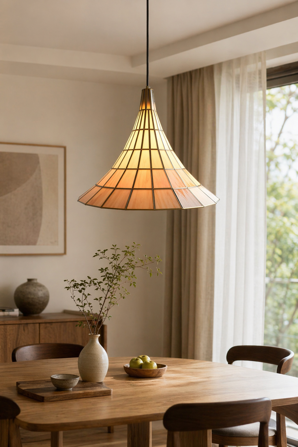 Modern Amber Shell Cone Pendant Light - 02 02-dining-side-table-wide