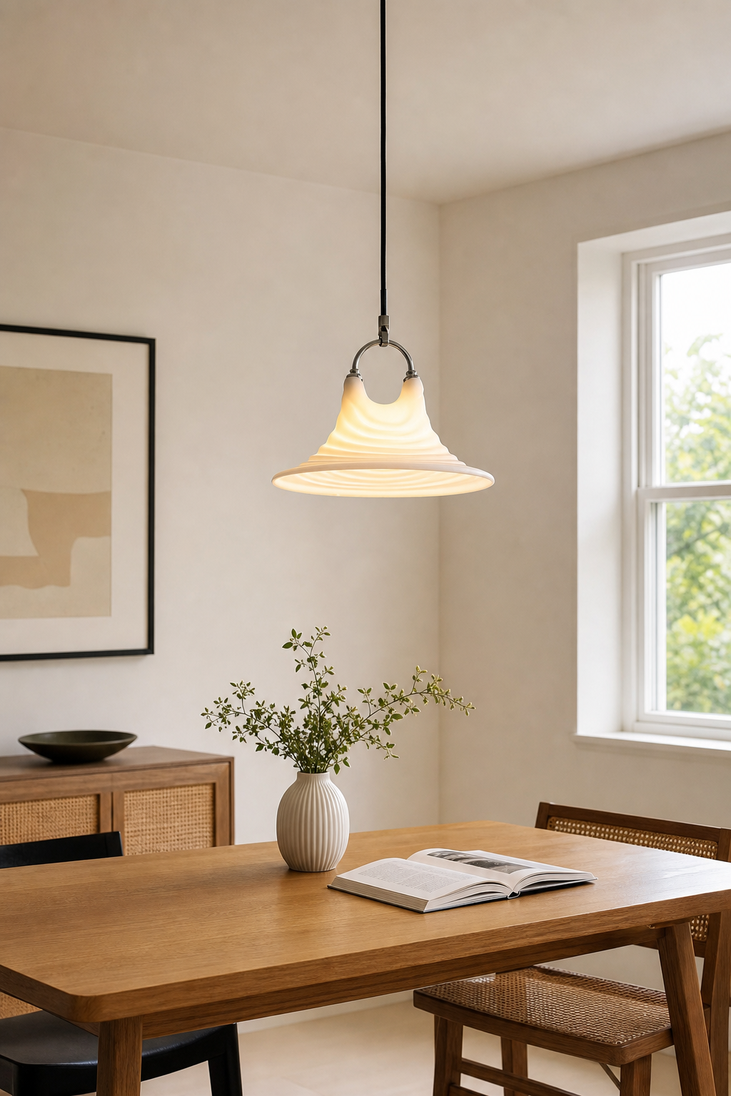 Modern Pleated White Pendant Light - 02 02-dining-table-wide