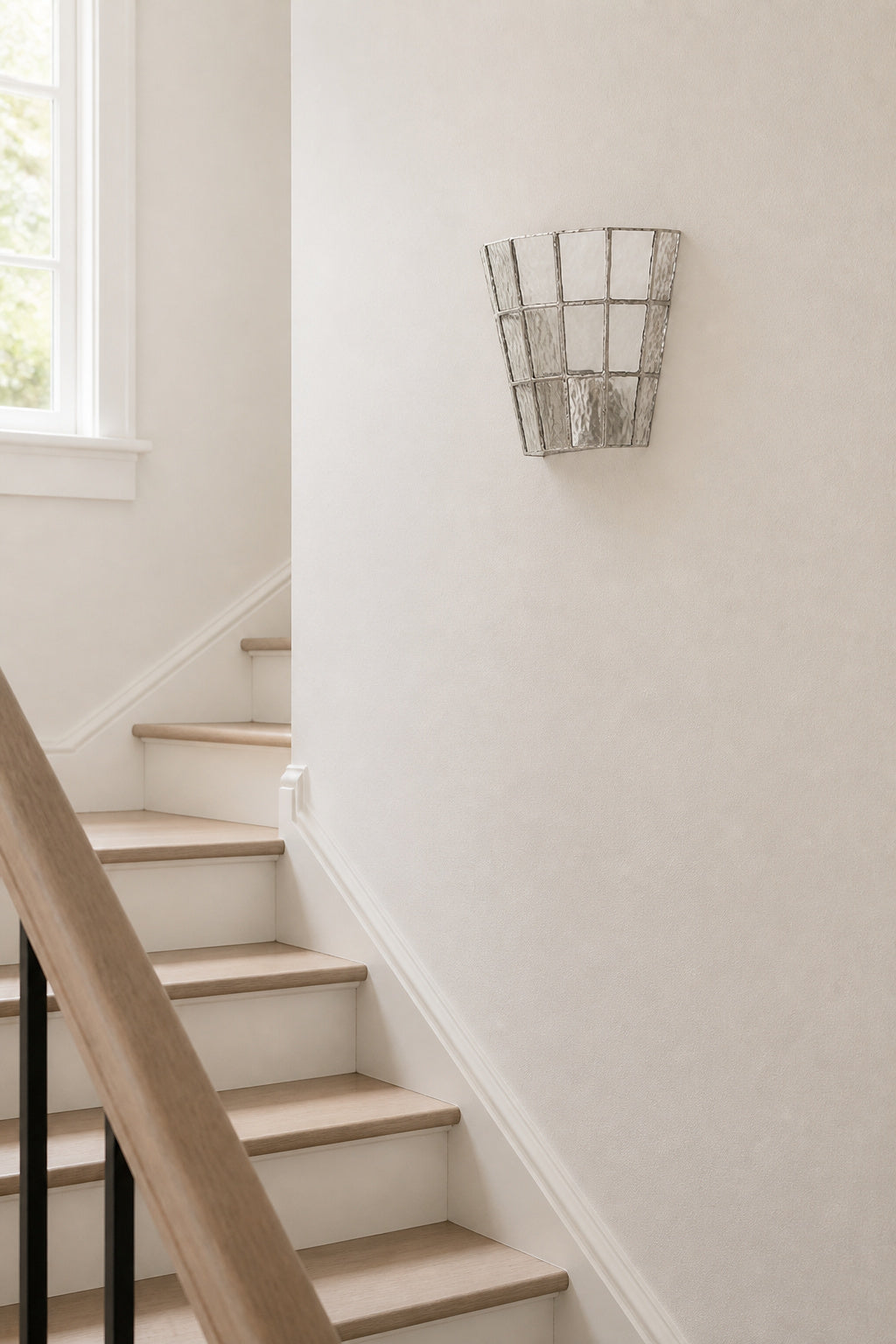 Textured Glass Flush-Mount Wall Sconce — flush clear stair daylight
