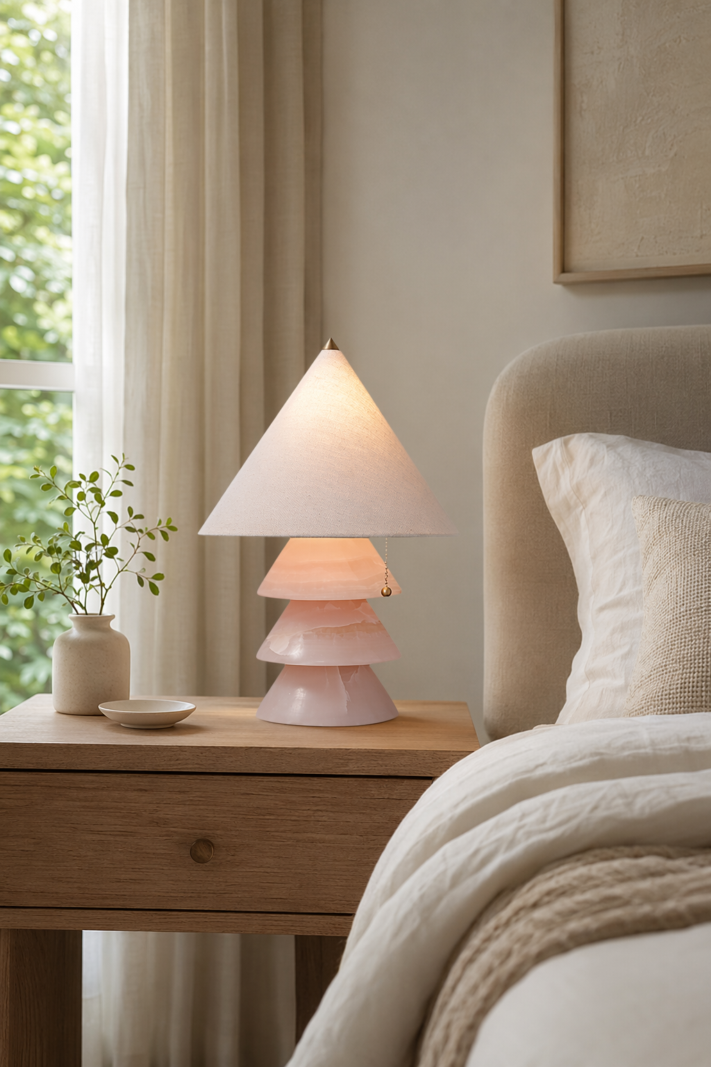 Modern Stacked Stone Table Lamp - 02 02-generated-bedroom-scene