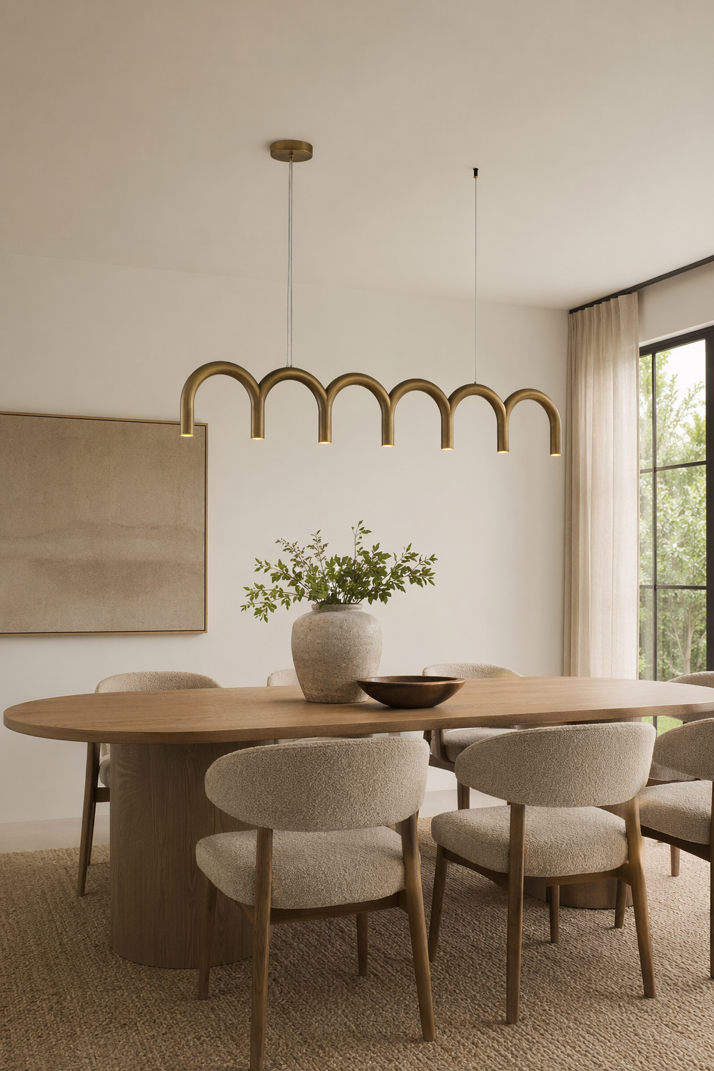 Modern Arched Linear Pendant Light - 02 02-generated-dining-scene