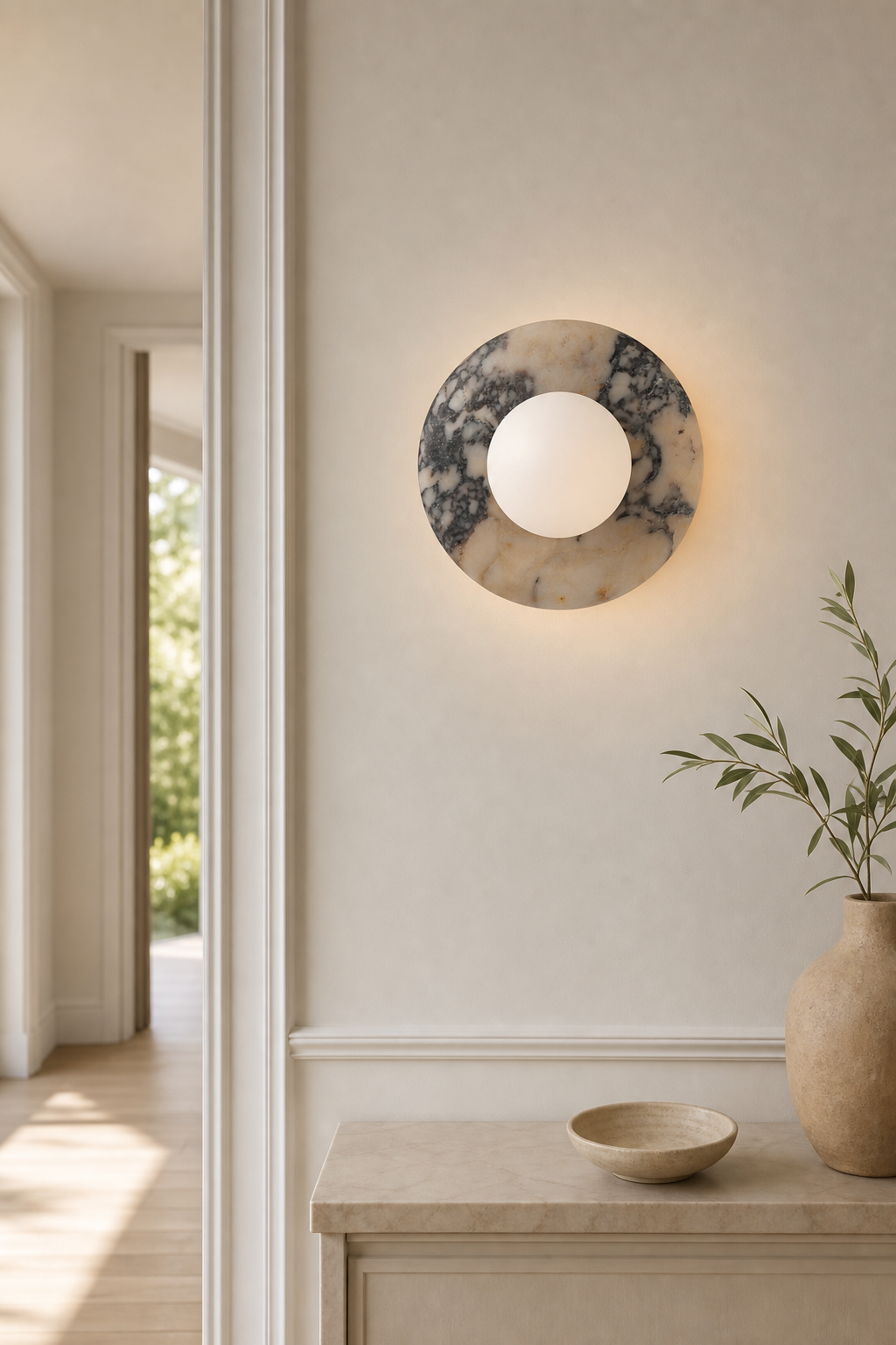 Modern Stone Ring Wall Sconce - 02 02-generated-hallway-scene