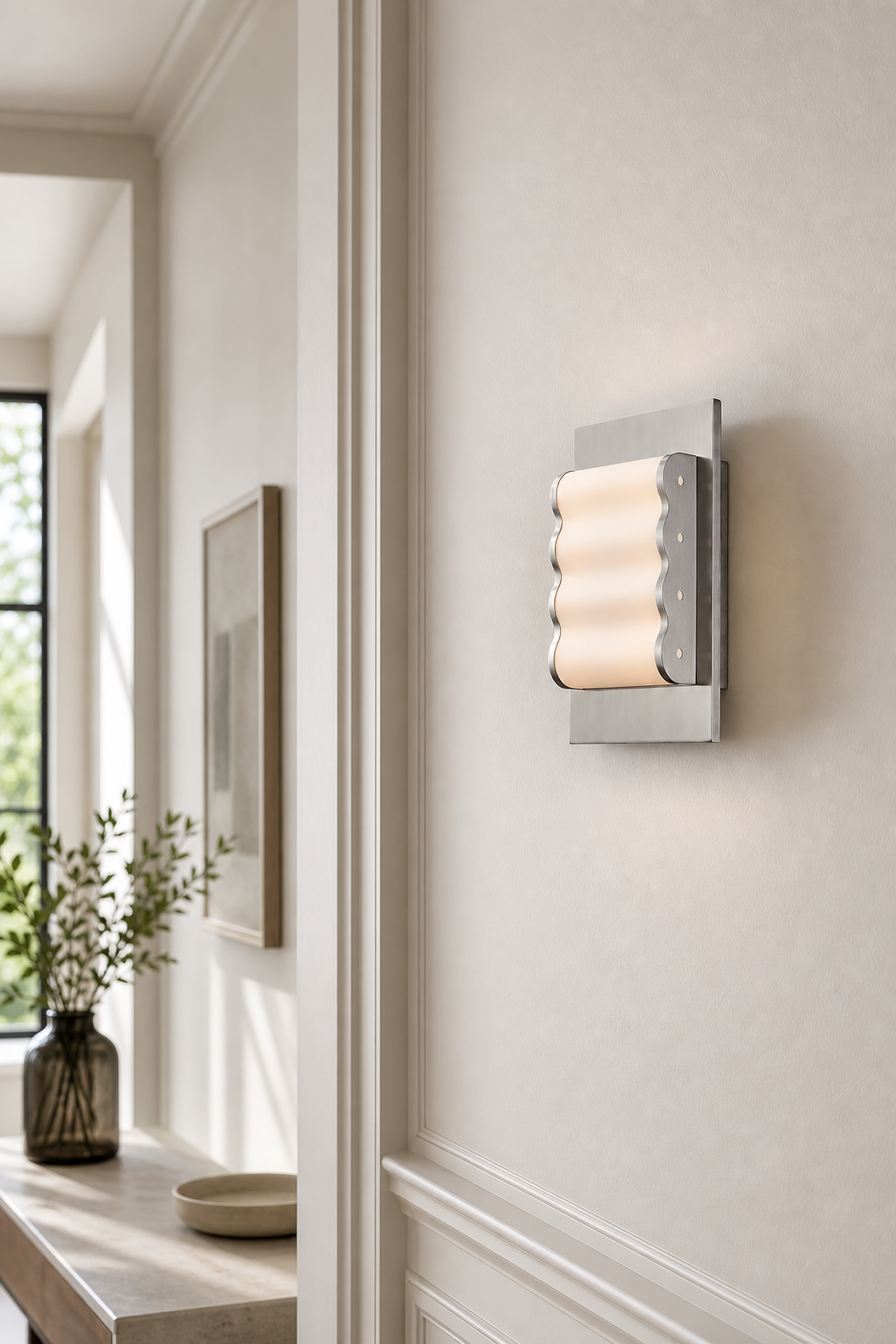 Modern Ribbed Square Wall Sconce - 02 02-generated-hallway-scene