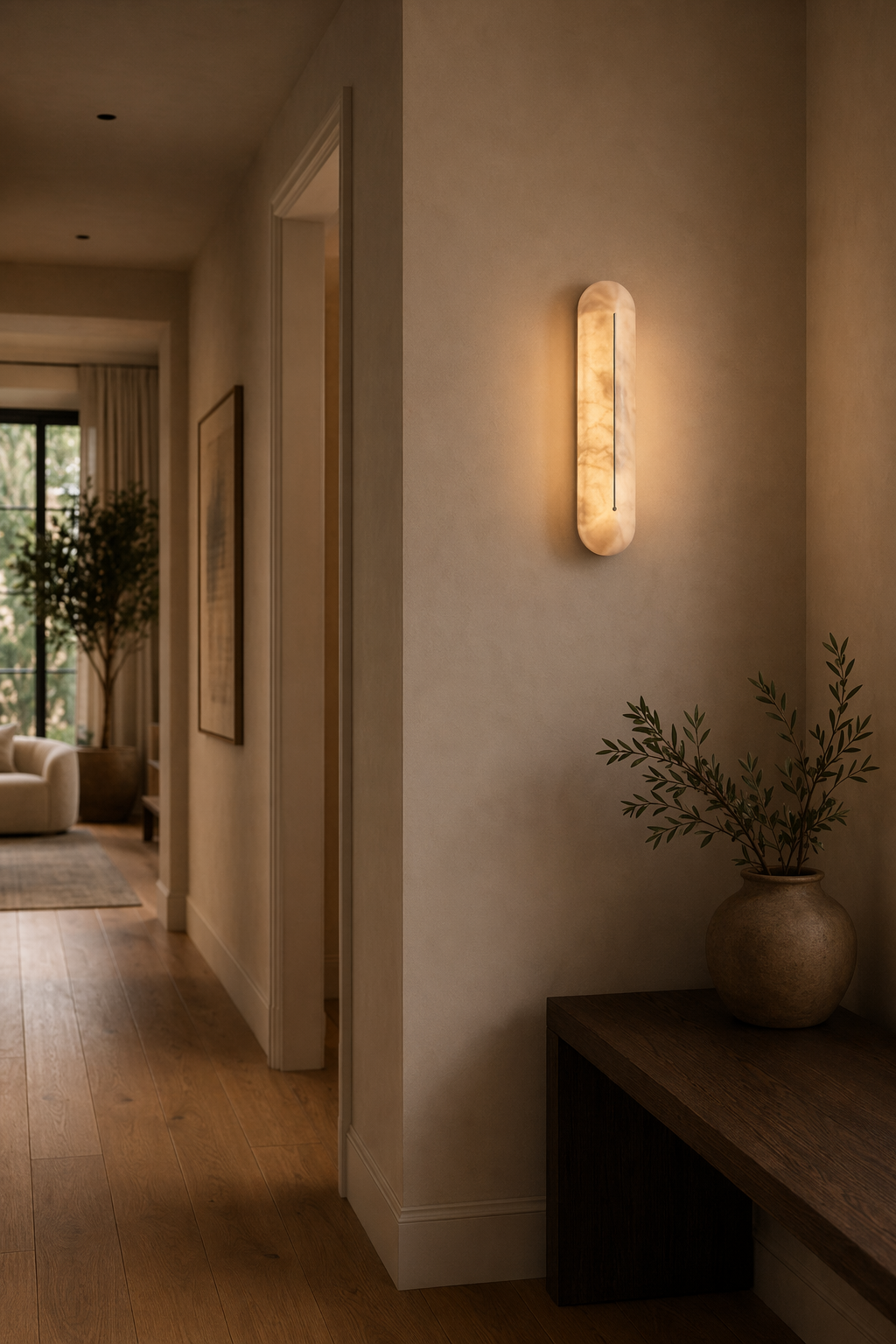 Modern Snowflake Alabaster Oval Wall Sconce - product image 10