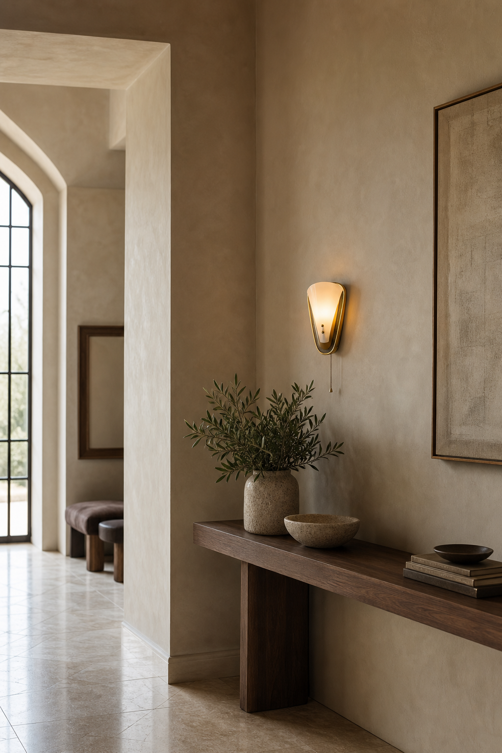Sculptural White Petal Pull-Chain Wall Sconce hallway wall wide
