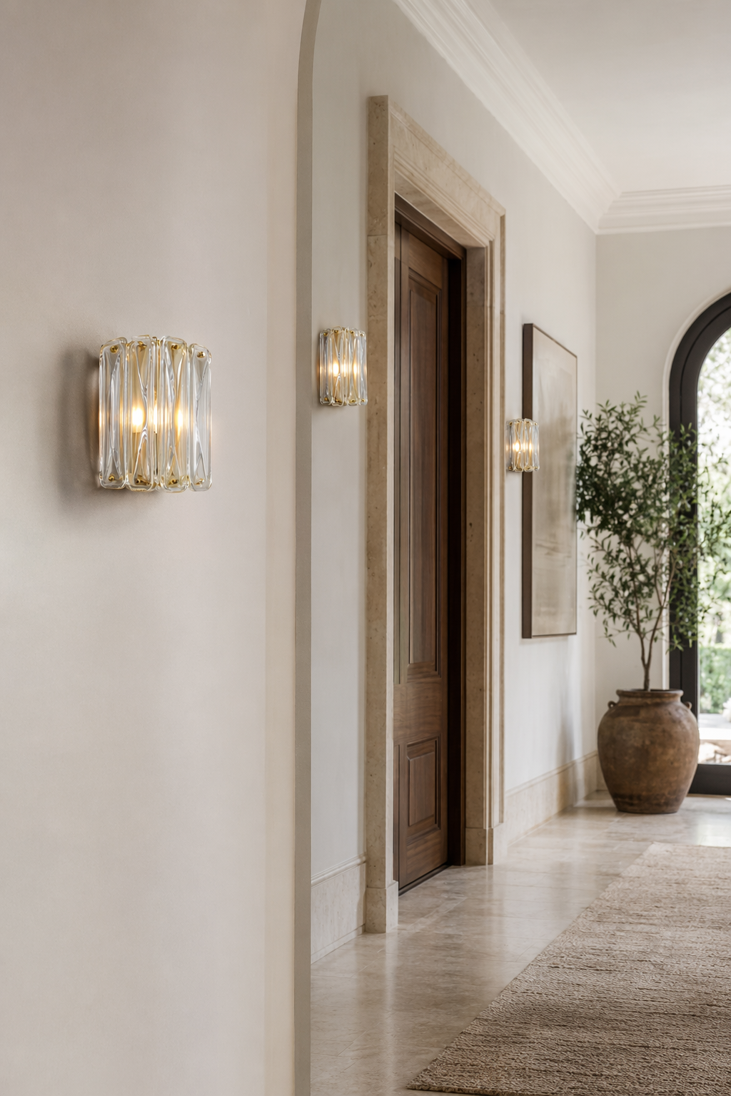 Modern Crystal Glass Wall Sconce - generated main 02 02-hallway-wall-wide