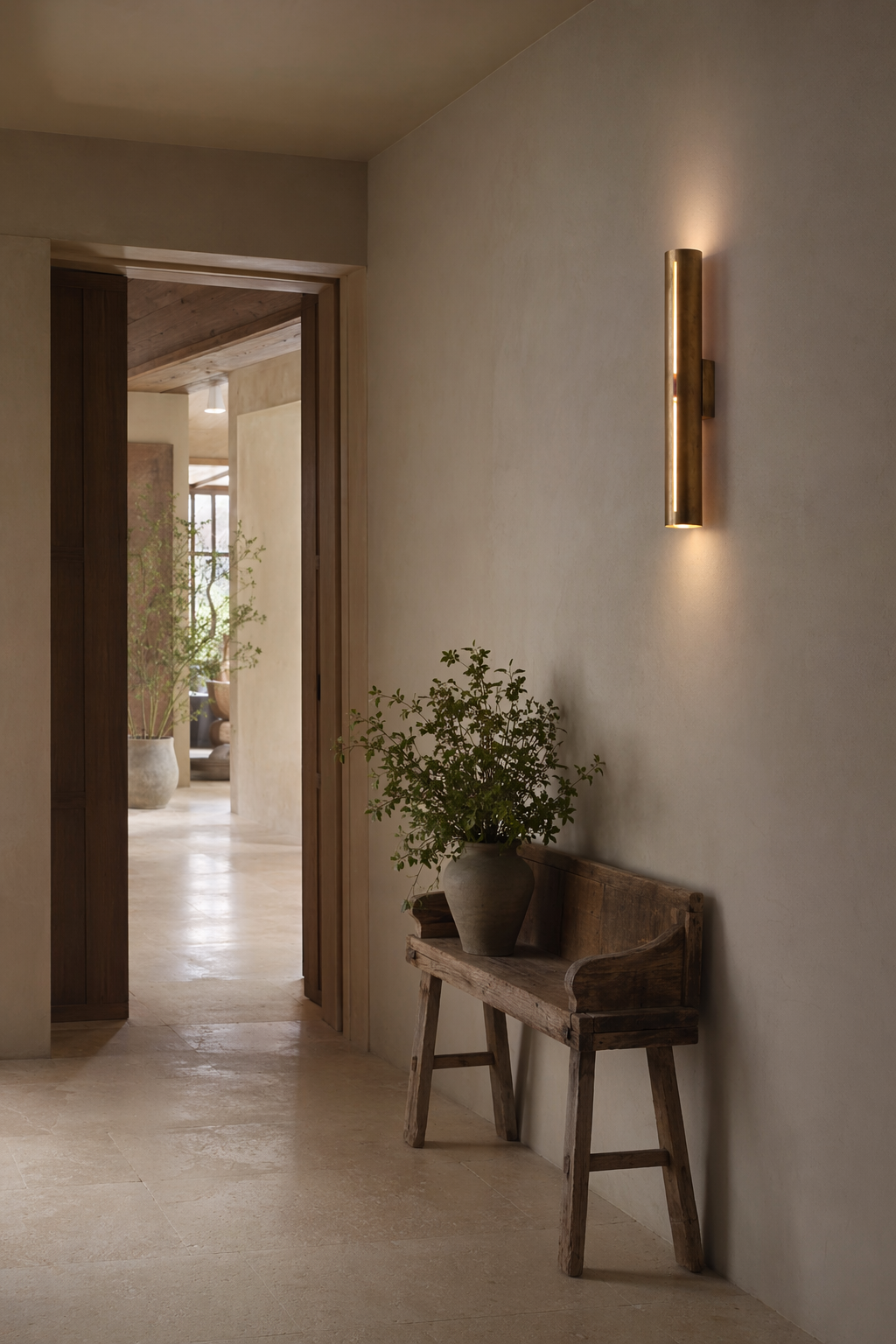 Modern Brass Cylinder LED Wall Sconce in Antique Brass - product image 03