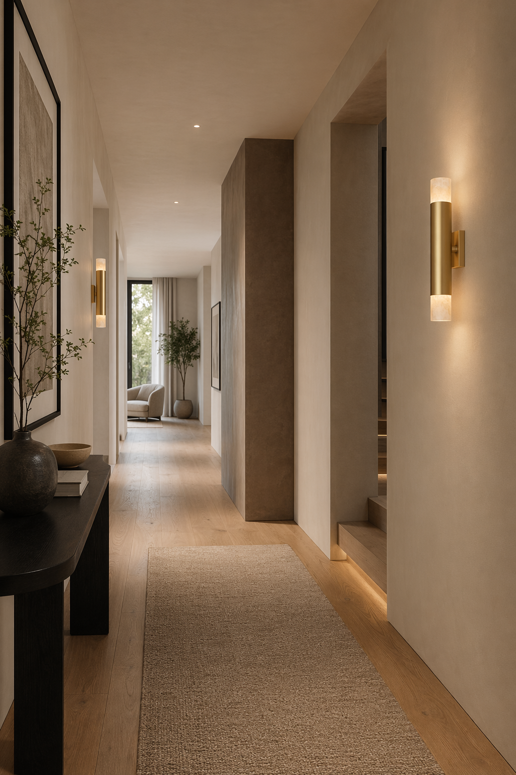 Modern Alabaster Slim Cylinder Wall Sconce - product image 04