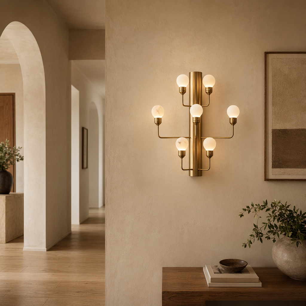 Modern Alabaster Wall Sconce in Natural Brass - product image 06