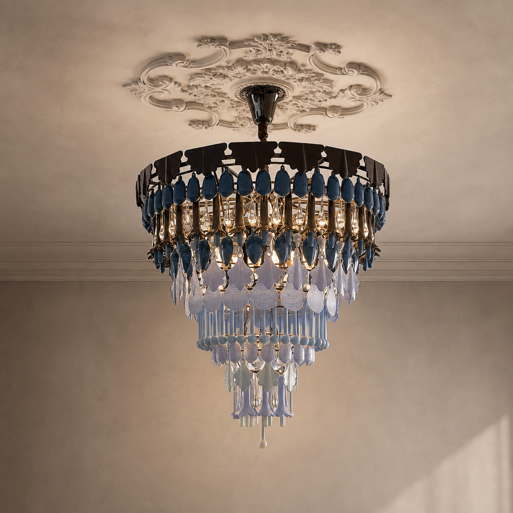Blue Grey Ceramic Glass Chandelier - 02 02-hero-clean-greige