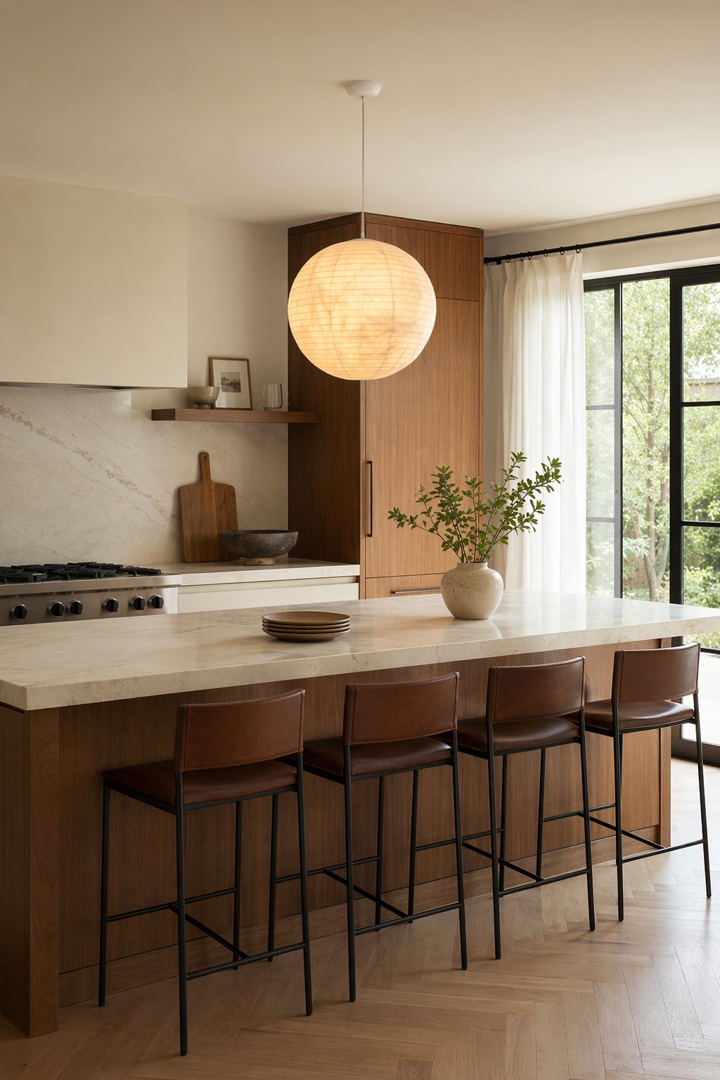 Modern Silk Globe Pendant Light - generated workflow 02 02-kitchen-island-wide-daylight