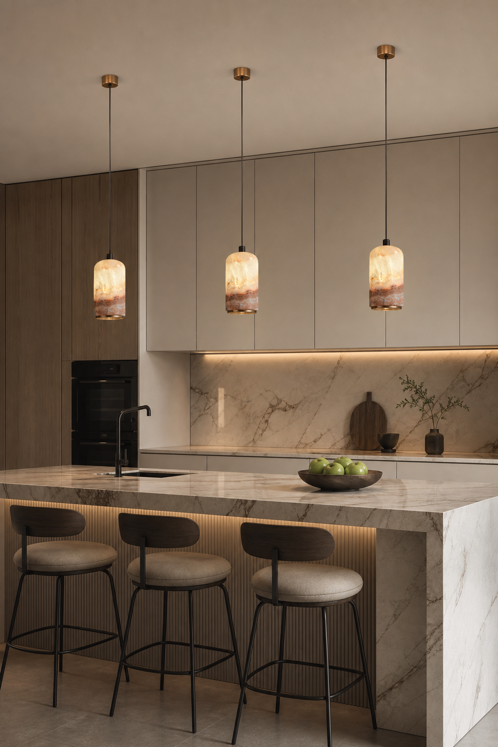 Modern Colorful Stone Cylinder Pendant Light - generated main 02 02-kitchen-island-wide