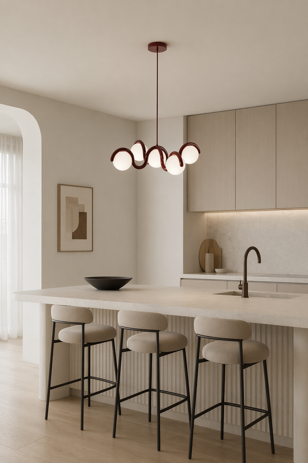 Modern Curved Globe Pendant Chandelier - generated main 02 02-kitchen-or-dining-wide
