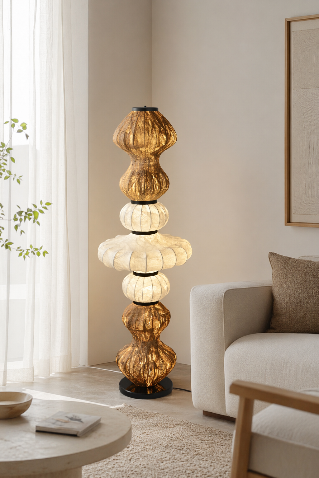 Sculptural Silk Floor Lamp - 02 02-living-room-daylight