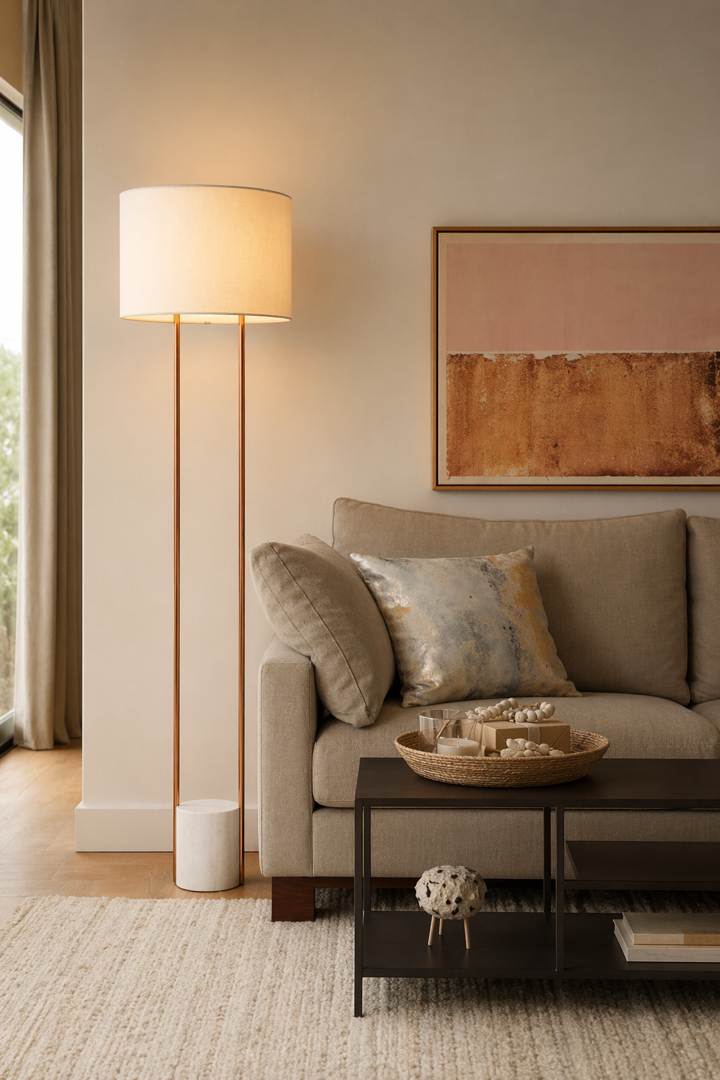 Modern Marble Base Copper Frame Floor Lamp - 02 02-living-room-sofa-wide