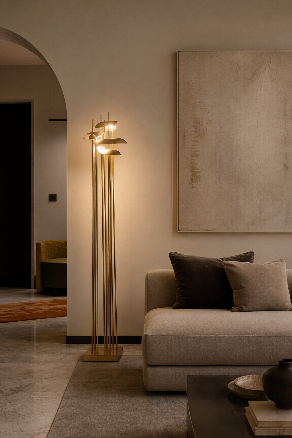 Modern Multi-Head Copper LED Table and Floor Lamp - 02 02-living-room-sofa-wide