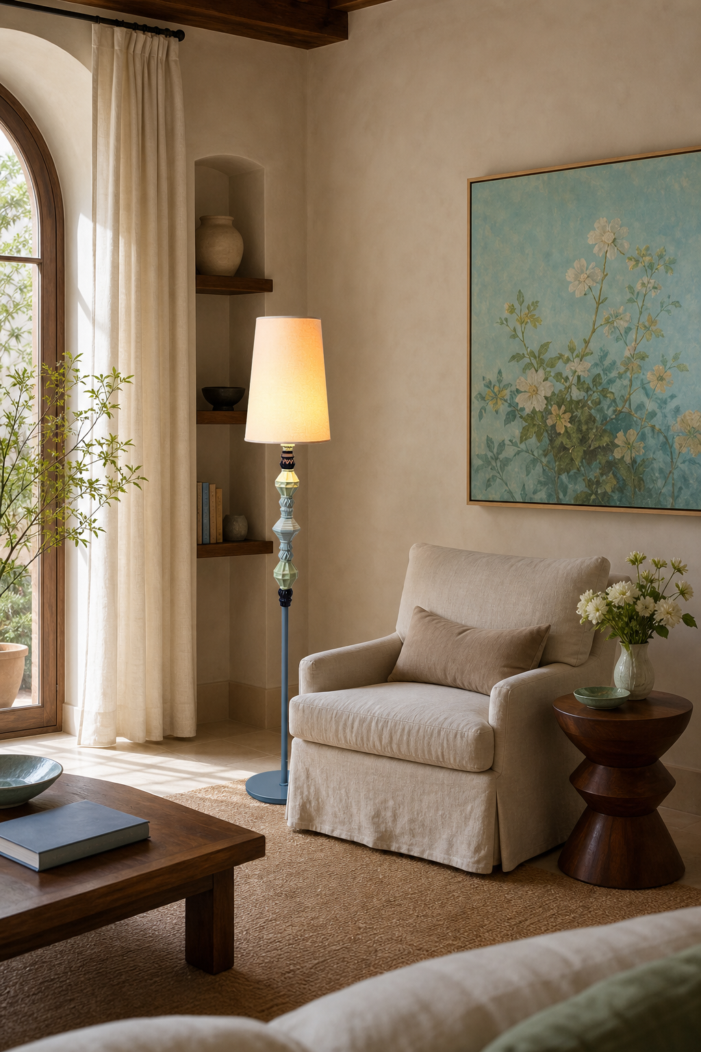 Colorful Ceramic Floor Lamp living room wide