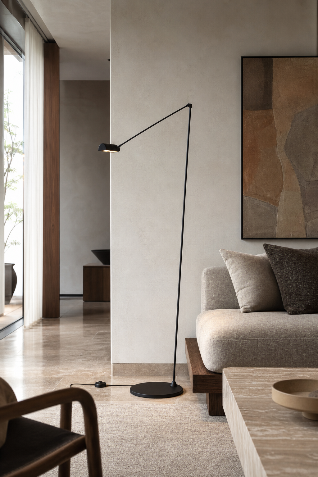 Daphine Adjustable LED Floor Lamp black finish living wide