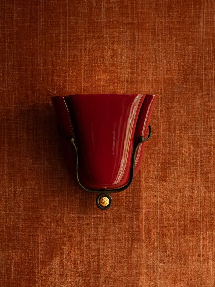 Modern Ceramic Cup Wall Sconce with Brass Accent - 02 02-main-ceramic-cup-wall-sconce-side-view