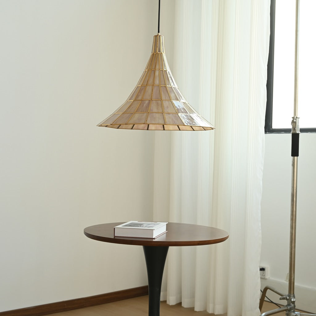 Modern Amber Shell Cone Pendant Light - 17 02-real-square-DSC-7876