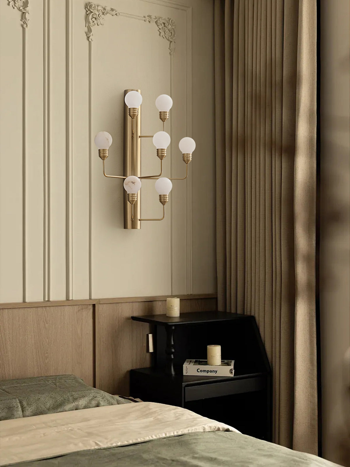 Modern Alabaster Wall Sconce in Natural Brass - 02 room scene 1